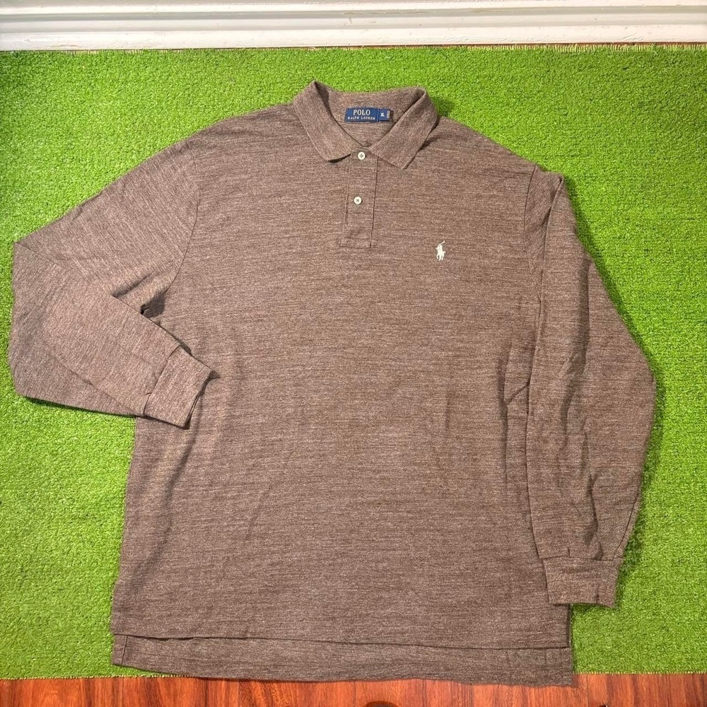 Polo Ralph Lauren Chocolate Brown Men's XL‎ Rugby Polo Long Sleeve Cotton
